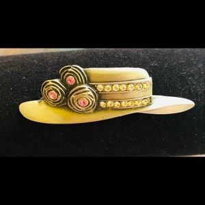 Vintage JJ  SilverTone Hat Brooch